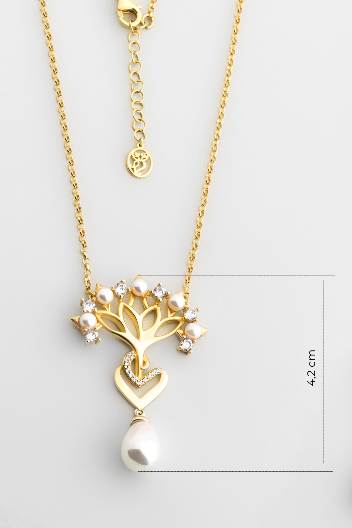 Inci Kalbi 18 Ayar Sarı Altın Kaplama 55 Cm Gümüş Kolye 07313056244