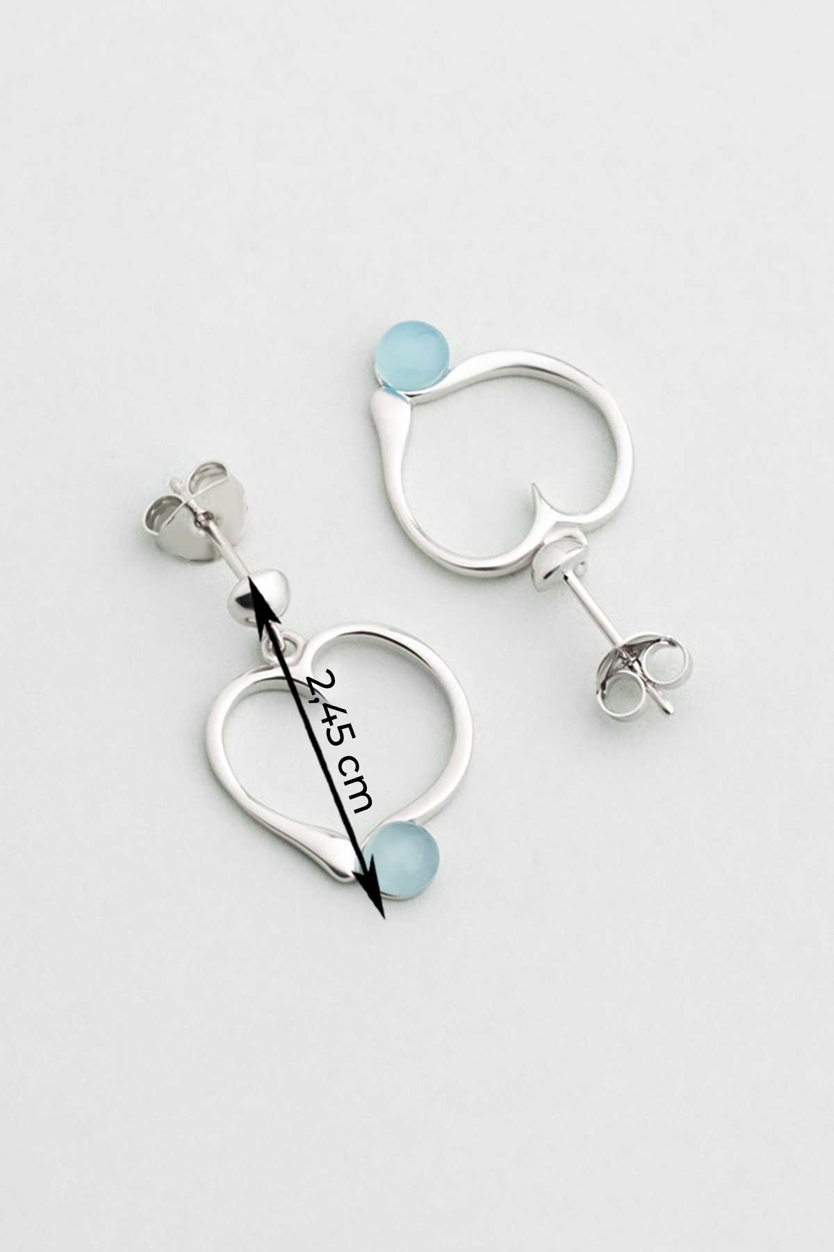 Kalsedon Kalbi 18 Ayar Beyaz Altın Kaplama Gümüş Küpe 07314080599