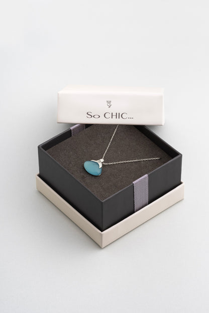 Kalsedon Taşlı 18 Ayar Beyaz Altın Kaplama 42 Cm Gümüş Kolye 07314250599