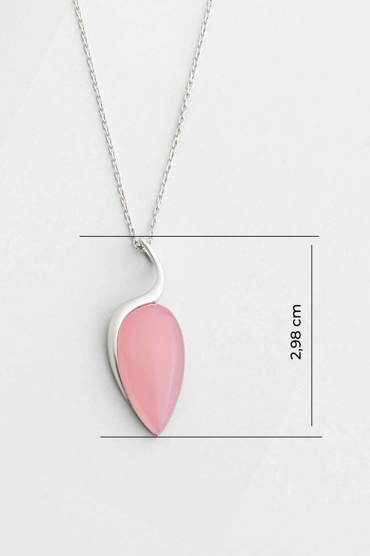 Damla Kalsedon 18 Ayar Beyaz Altın Kaplama 42 Cm Gümüş Kolye 07314290399