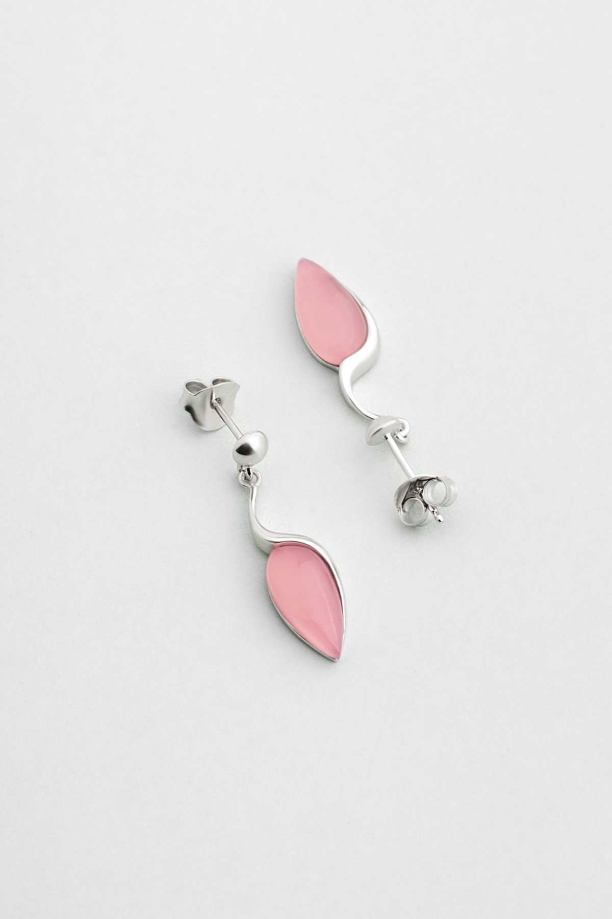 Damla Kalsedon 18 Ayar Beyaz Altın Kaplama Gümüş Küpe 07314300399