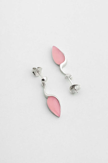 Damla Kalsedon 18 Ayar Beyaz Altın Kaplama Gümüş Küpe 07314300399