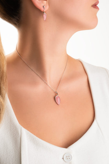 Damla Kalsedon 18 Ayar Beyaz Altın Kaplama Gümüş Küpe 07314300399