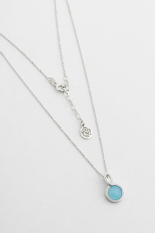 Kalsedon Işıltısı 18 Ayar Beyaz Altın Kaplama 42 Cm Gümüş Kolye 07314360599