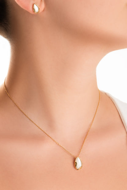 Sedef Esintisi 18 Ayar Sarı Altın Kaplama 42 Cm Gümüş Kolye 07314374644