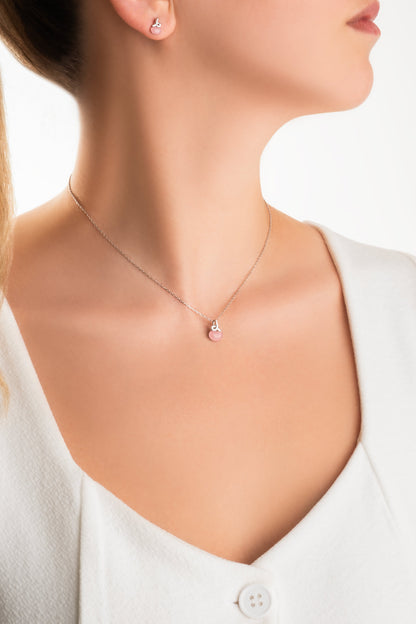 Kalsedon Zarafeti 18 Ayar Beyaz Altın Kaplama 42 Cm Gümüş Kolye 07314390399