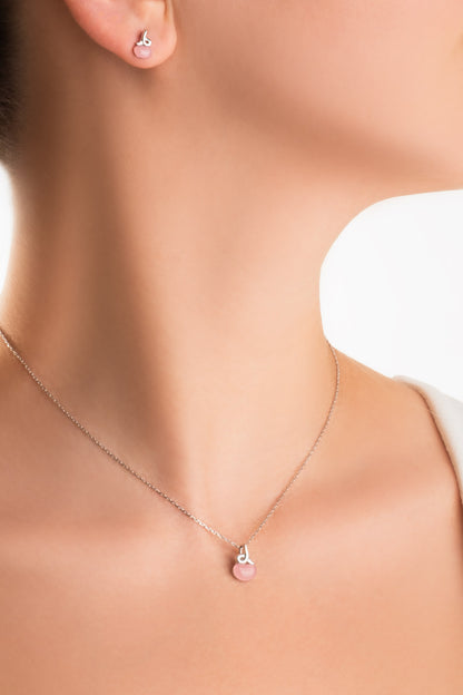 Kalsedon Zarafeti 18 Ayar Beyaz Altın Kaplama 42 Cm Gümüş Kolye 07314390399