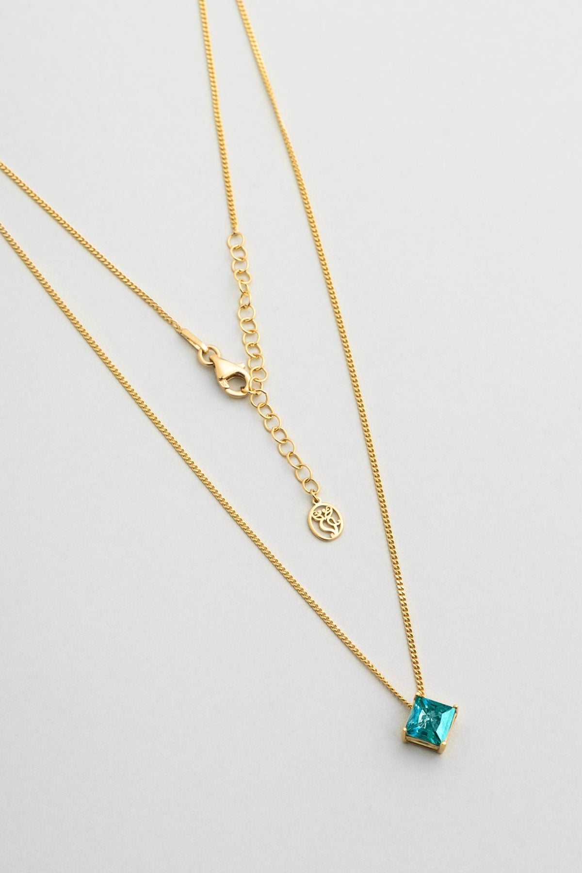 Paraiba Aura 18 Ayar Sarı Altın Kaplama 45 Cm Gümüş Tektaş Kolye 07315050444