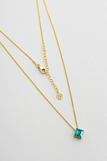 Paraiba Aura 18 Ayar Sarı Altın Kaplama 45 Cm Gümüş Tektaş Kolye 07315050444