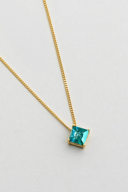 Paraiba Aura 18 Ayar Sarı Altın Kaplama 45 Cm Gümüş Tektaş Kolye 07315050444