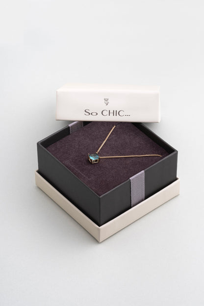 Paraiba Aura 18 Ayar Sarı Altın Kaplama 45 Cm Gümüş Tektaş Kolye 07315050444