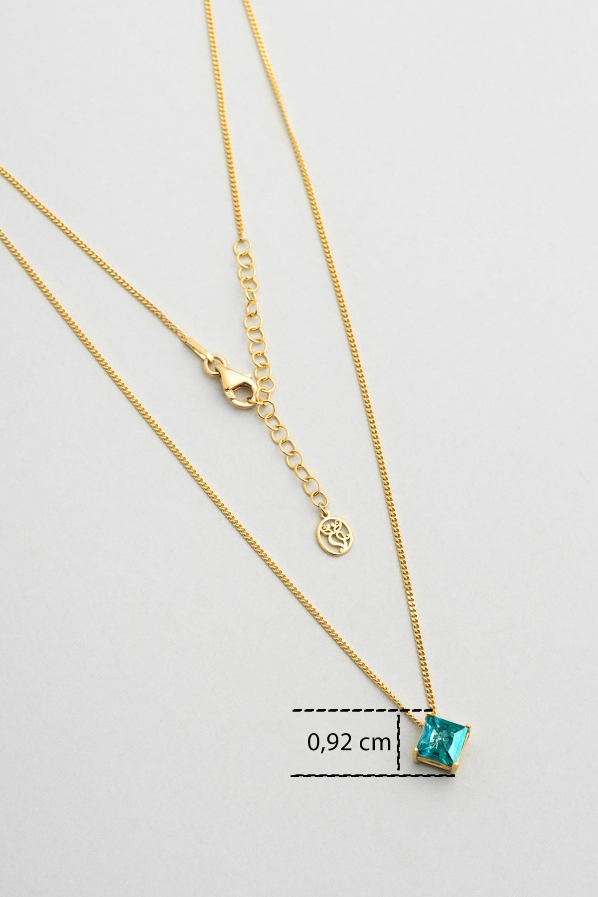 Paraiba Aura 18 Ayar Sarı Altın Kaplama 45 Cm Gümüş Tektaş Kolye 07315050444