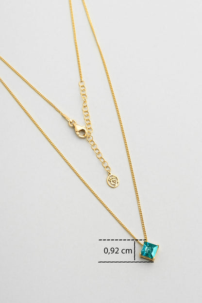 Paraiba Aura 18 Ayar Sarı Altın Kaplama 45 Cm Gümüş Tektaş Kolye 07315050444