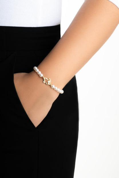 Camila 18 Ayar Sarı Altın Kaplama 19 Cm Gümüş Inci Bileklik 07316016244