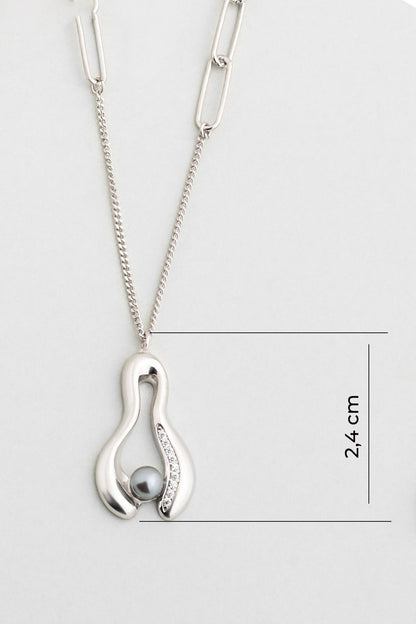 Mariana 18 Ayar Beyaz Altın Kaplama 44 Cm Gümüş Inci Kolye 07316086099