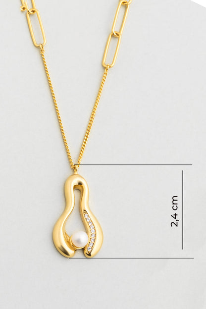 Mariana 18 Ayar Sarı Altın Kaplama 44 Cm Gümüş Inci Kolye 07316086244