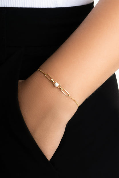 Mirabella 18 Ayar Sarı Altın Kaplama 19 Cm Gümüş Inci Bileklik 07316216244