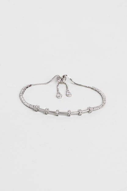Su Yolu 18 Ayar Beyaz Altın Kaplama Ayarlanabilir Beş Bölmeli Charm Bileklik 07316360199