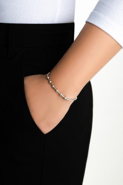 Su Yolu 18 Ayar Beyaz Altın Kaplama Ayarlanabilir Beş Bölmeli Charm Bileklik 07316360199