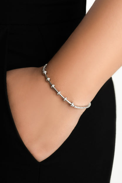 Su Yolu 18 Ayar Beyaz Altın Kaplama Ayarlanabilir Beş Bölmeli Charm Bileklik 07316360199