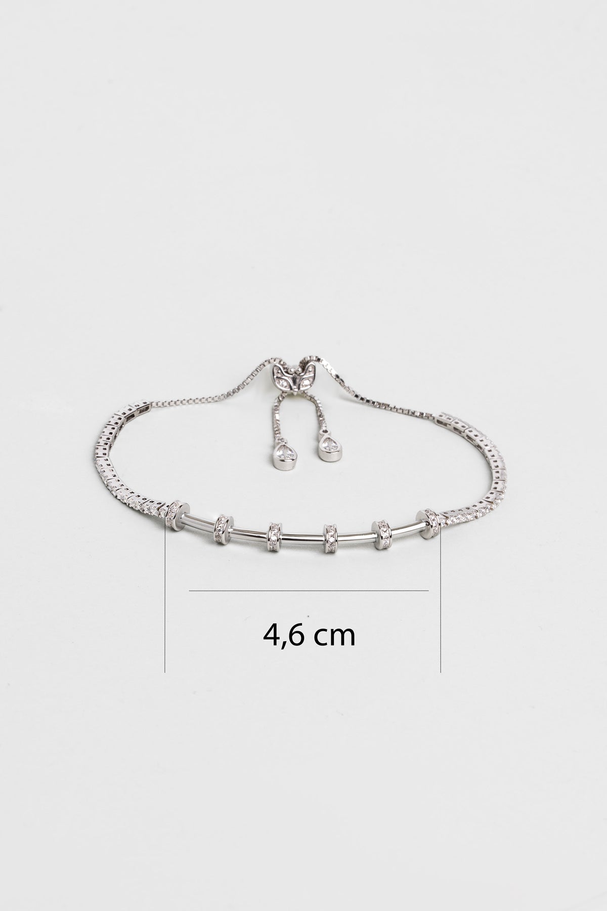 Su Yolu 18 Ayar Beyaz Altın Kaplama Ayarlanabilir Beş Bölmeli Charm Bileklik 07316360199