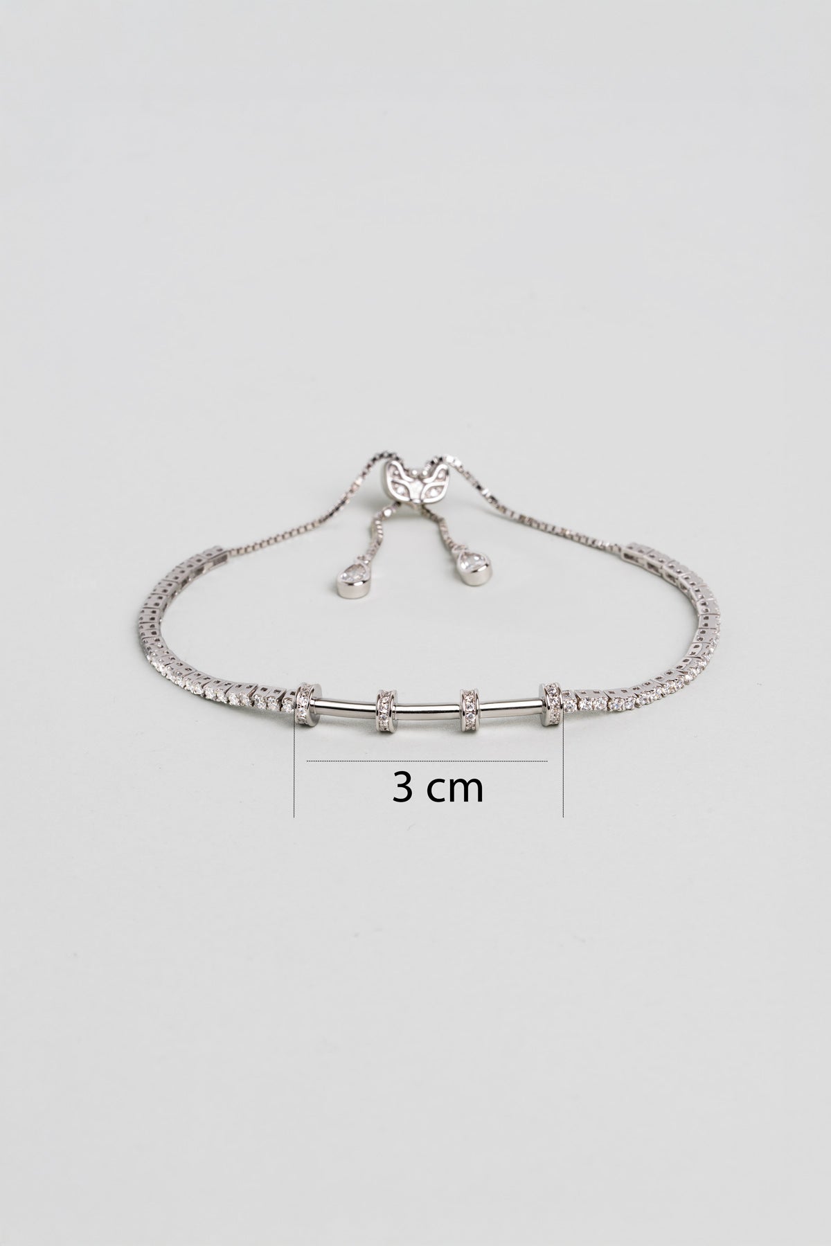 Su Yolu 18 Ayar Beyaz Altın Kaplama Ayarlanabilir Üç Bölmeli Charm Bileklik 07316370199