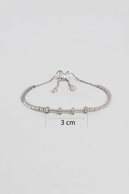 Su Yolu 18 Ayar Beyaz Altın Kaplama Ayarlanabilir Üç Bölmeli Charm Bileklik 07316370199