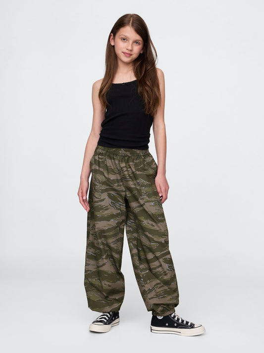 Siyah Baskılı Poplin Baggy Jogger Pantolon