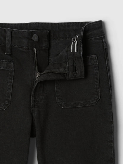 Siyah High Rise '70s Flare Jean Pantolon