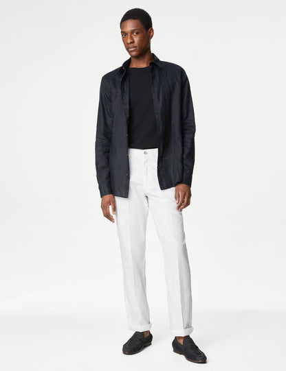Regular Fit Keten Chino Pantolon