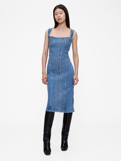 Açık Mavi Gapstudio Seamed Denim Midi Elbise