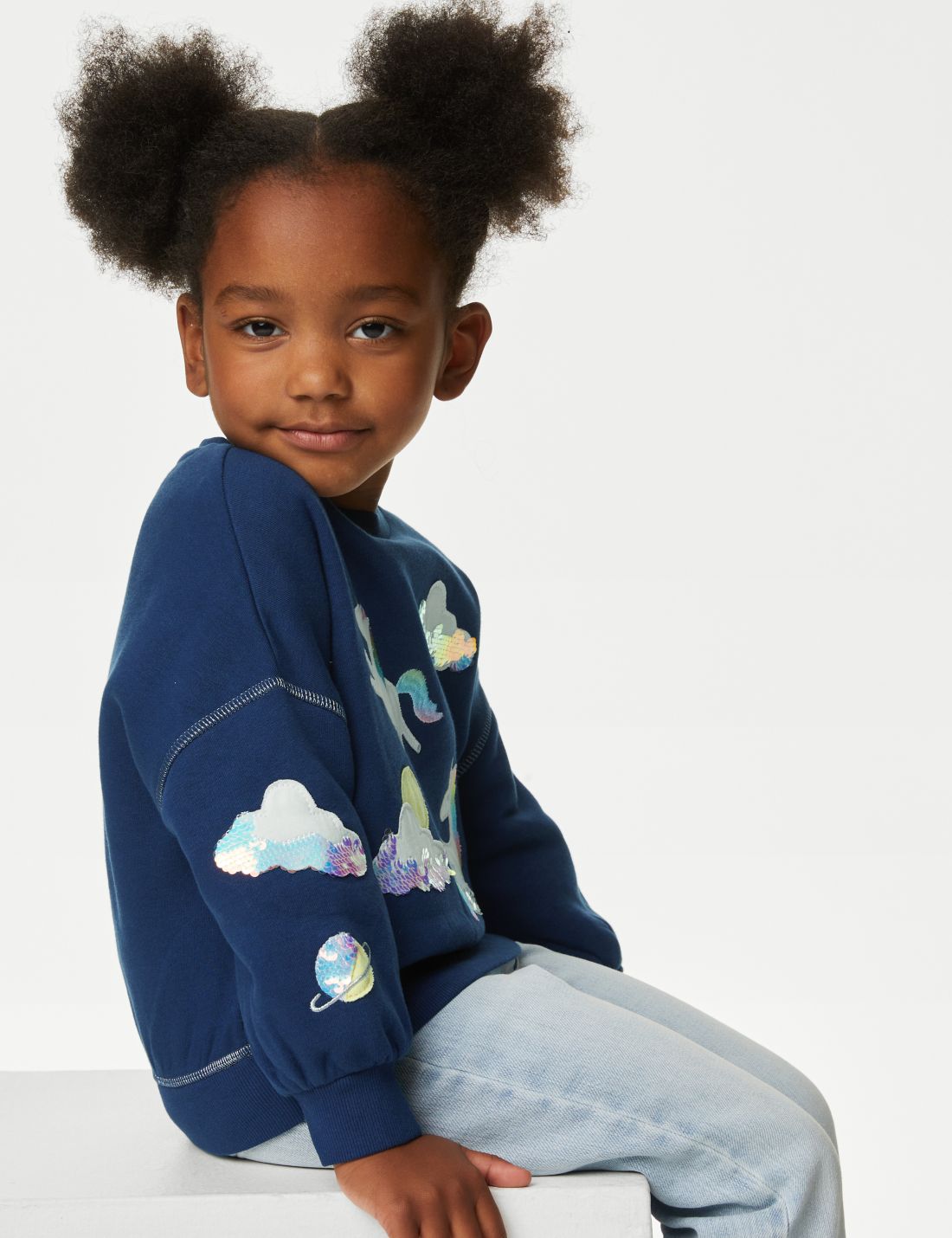 Unicorn Desenli Yuvarlak Yaka Sweatshirt (2-7 Yaş)
