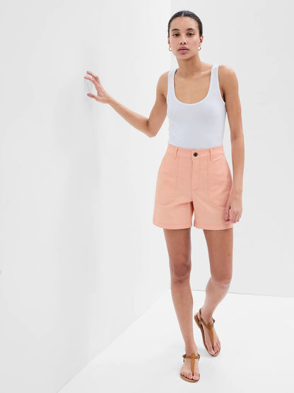 Turuncu Mid Rise Girlfriend Khaki Washwell™ Şort