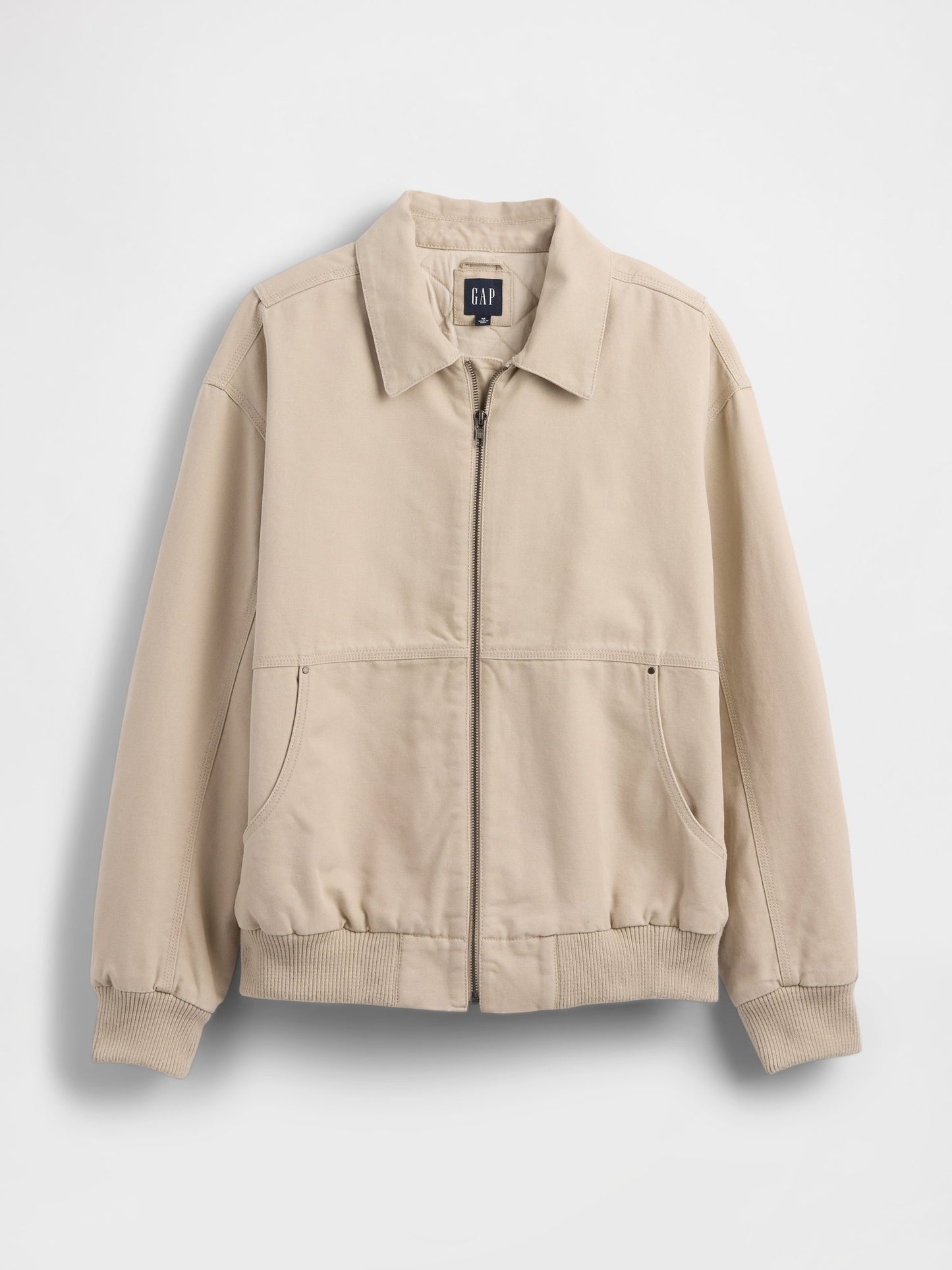 Krem Canvas Bomber Ceket