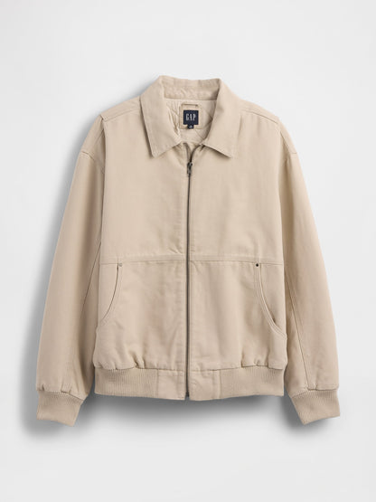 Krem Canvas Bomber Ceket