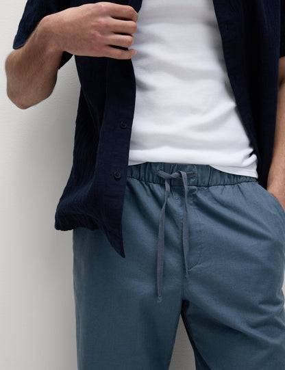 Loose Fit Pamuk Keten Karışımlı Pantolon