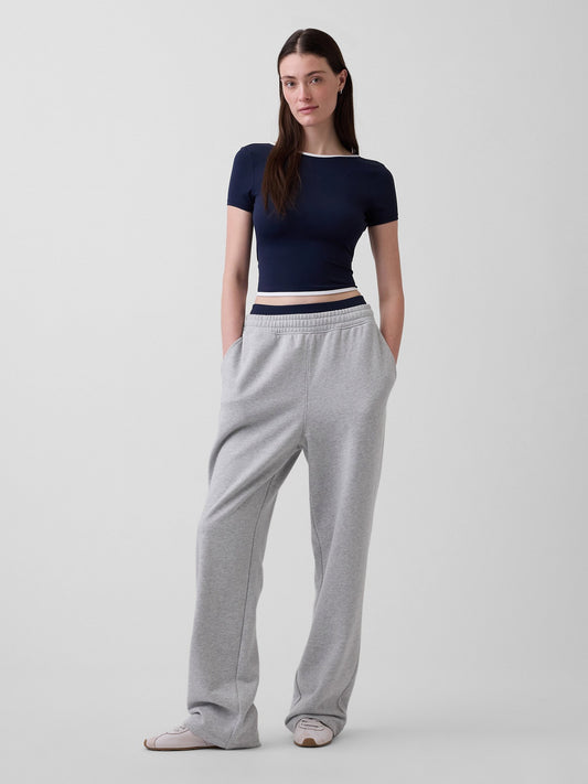 Koyu Mavi Gapfit Smooth Reversible Wrap Crop T-shirt