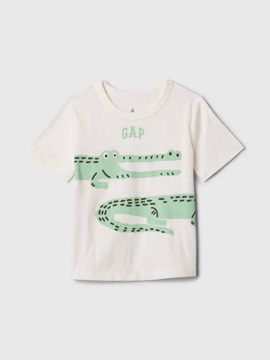 Kırık Beyaz Grafik Baskılı T-shirt