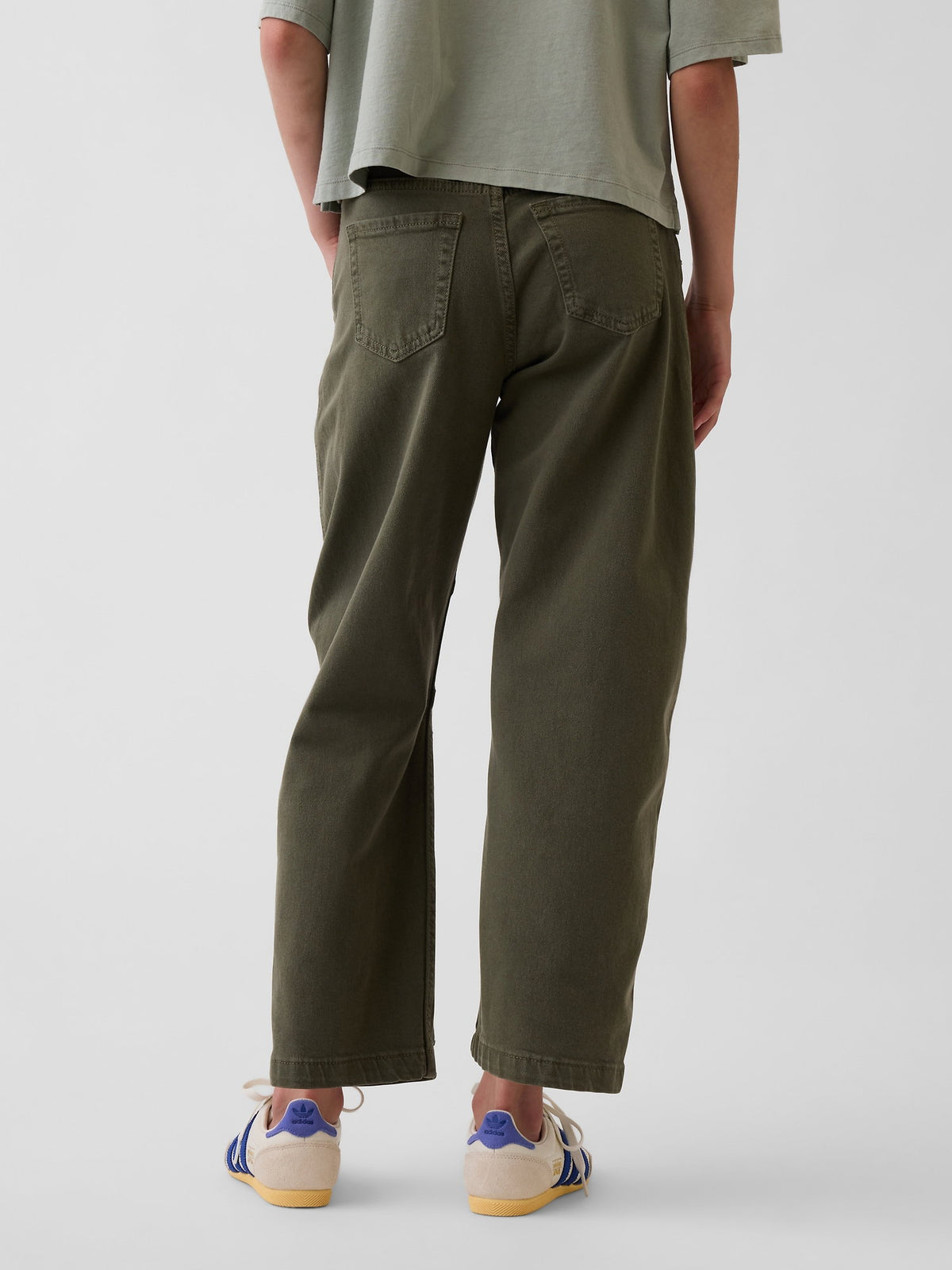 Haki High Rise Barrel Jean Pantolon