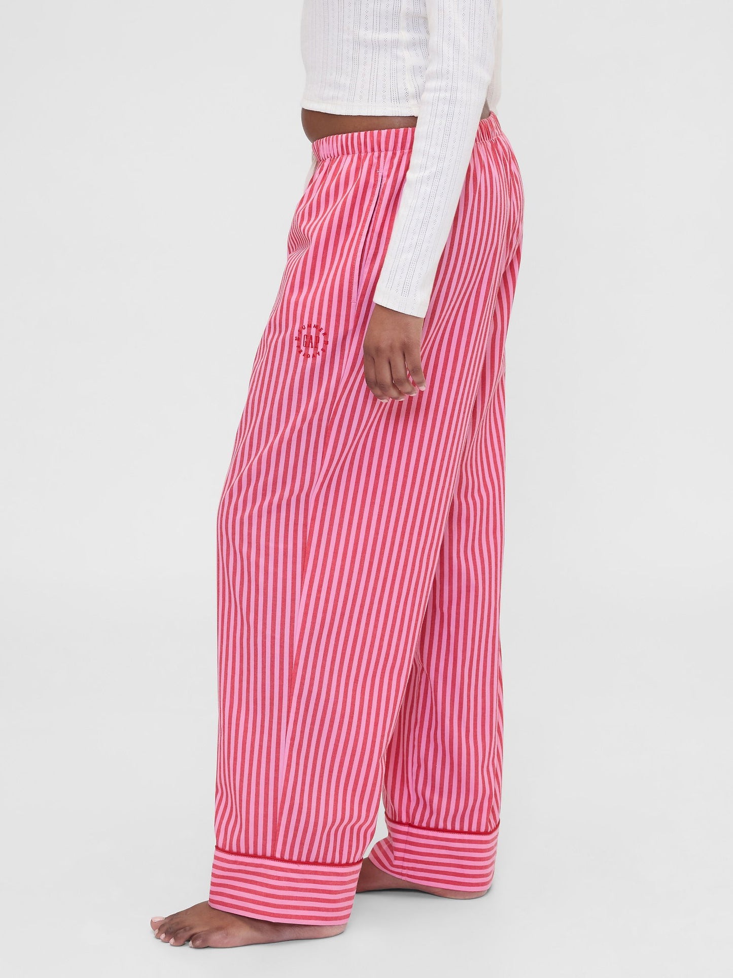 Kırmızı Gap × Summer Fridays Relaxed Poplin Stripe Pijama Altı