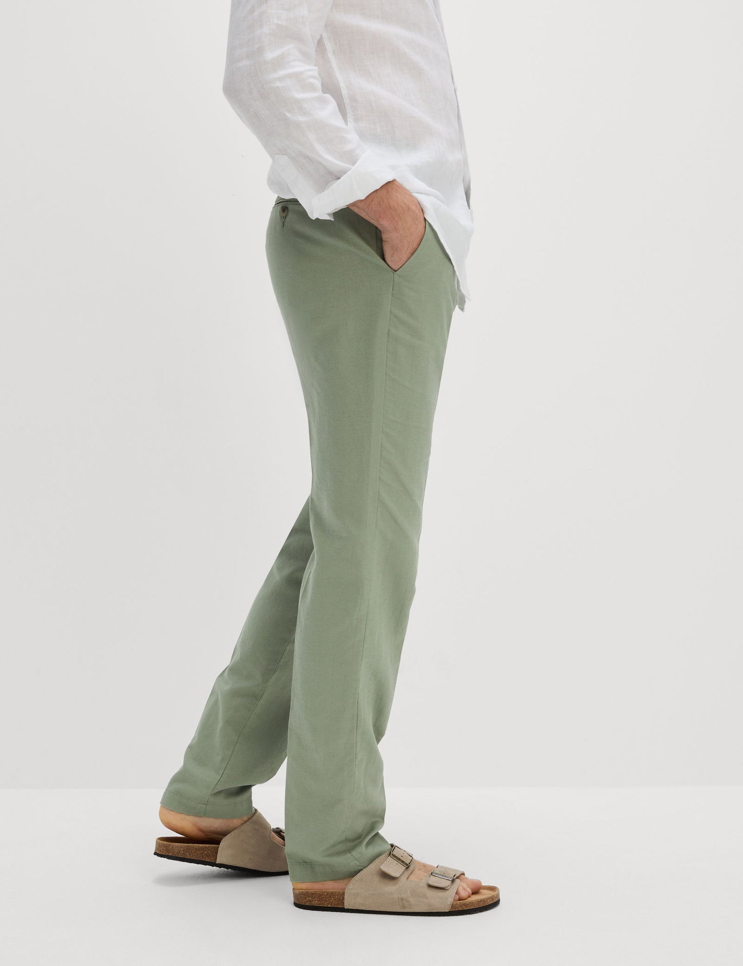 Regular Fit Keten Karışımlı Chino