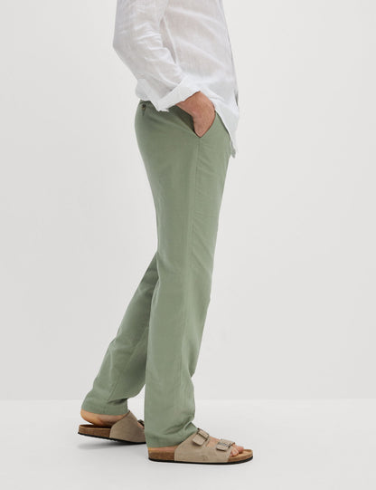 Regular Fit Keten Karışımlı Chino