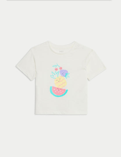 Saf Pamuklu 3'lü Kısa Kollu T-shirt (0-3 Yaş)