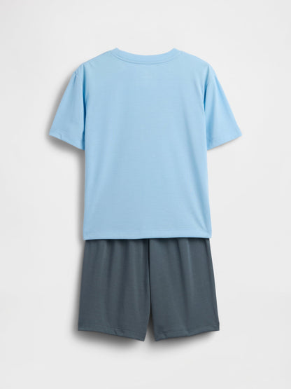 Açık Mavi Recycled Pijama Şort Takım