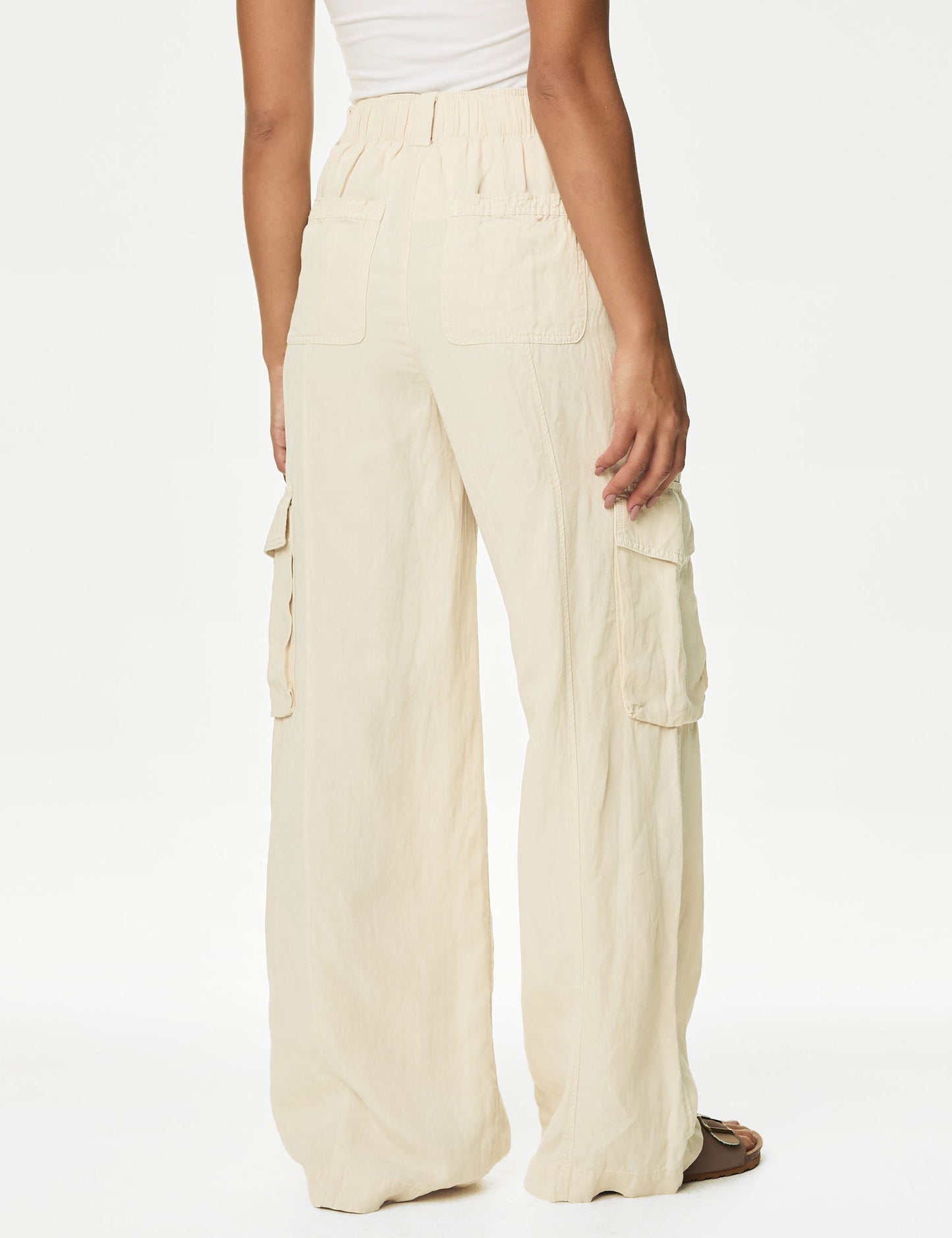 Wide Leg Keten Kargo Pantolon
