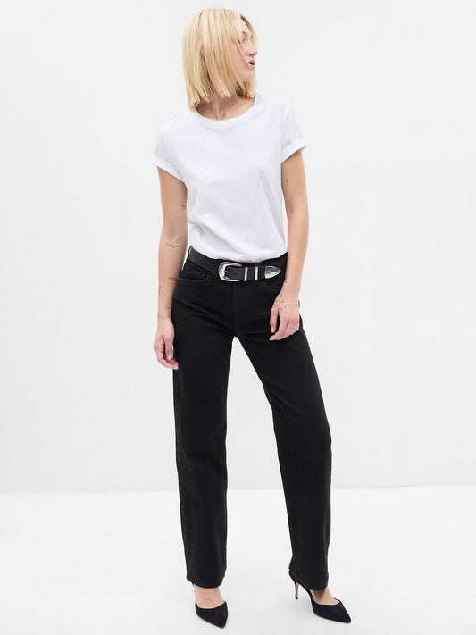 Siyah High Rise '90s Loose Jean Pantolon