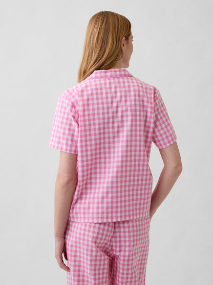 Pembe Poplin Pijama Üstü
