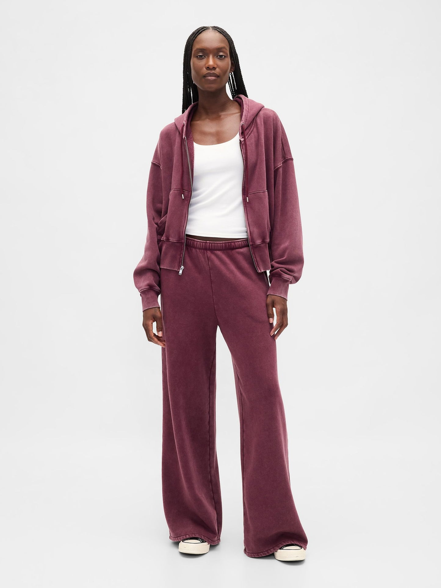 Bordo Vintagesoft Baggy Wide-leg Eşofman Altı