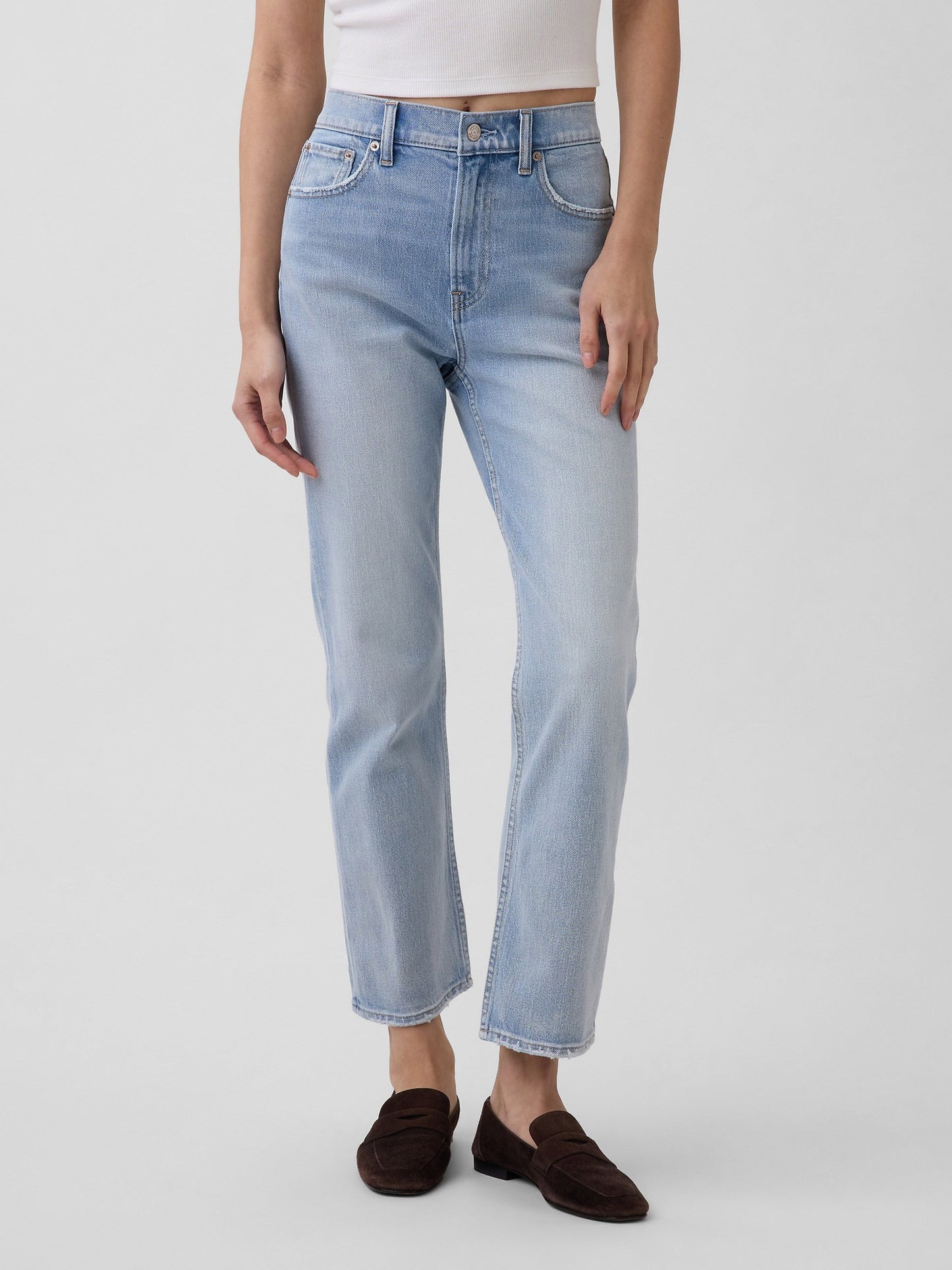 Açık Mavi High Rise ’90s Slim Straight Crop Jean Pantolon