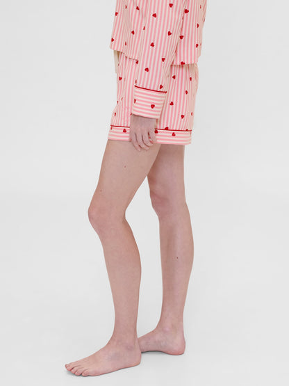 Pembe Gap × Summer Fridays Flannel Hearts Pijama Boxer Şort